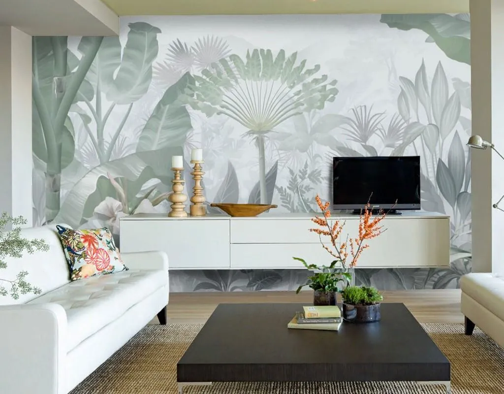 Фотообои в интерьере в спальню лес тропический   13-673 фото