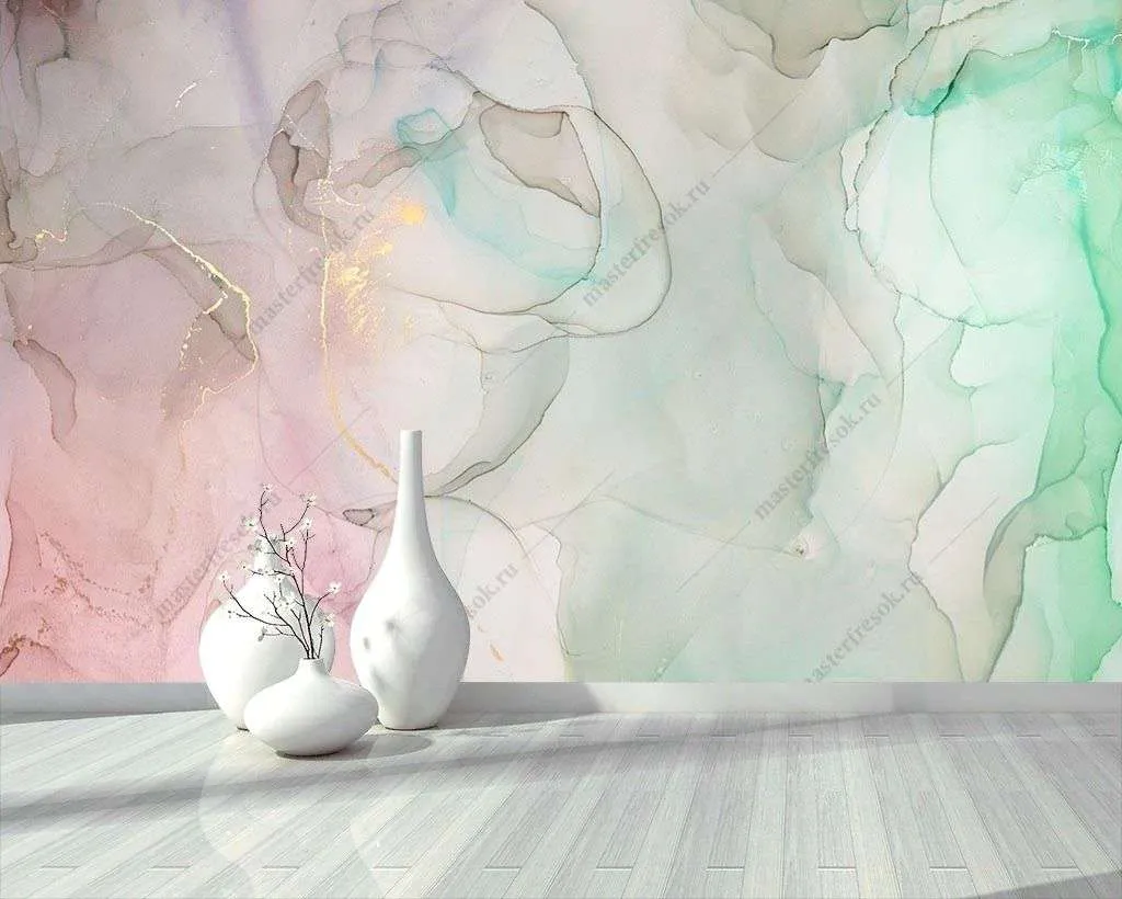 Фотообои в интерьере флюид мятно розовый  9-1413 фото