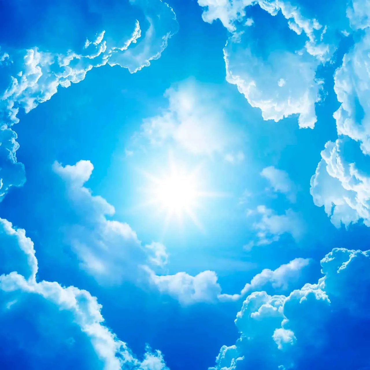 Фотообои в интерьере спокойное небо и лучи солнца  9-351 фото