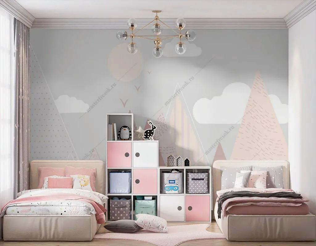 Фотообои Горы розовые и облака  14-656