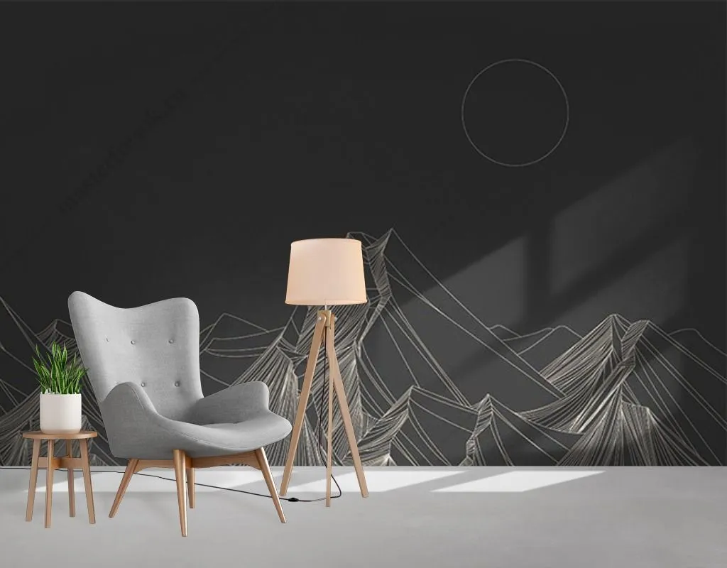 Фотообои в интерьере горы на черном фоне  9-1610 фото