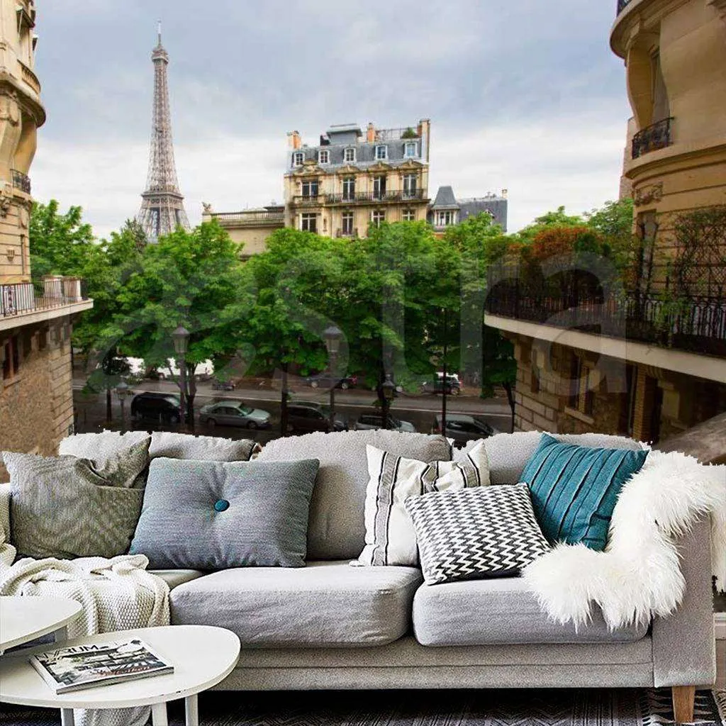 Фотообои Сквер Парижа с видом на Эйфелеву башню  9-786