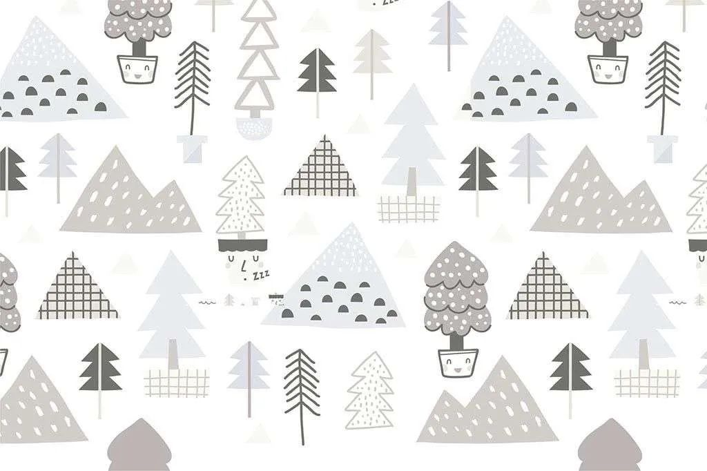 Фотообои в интерьере горы серые и елочки  12-706 фото