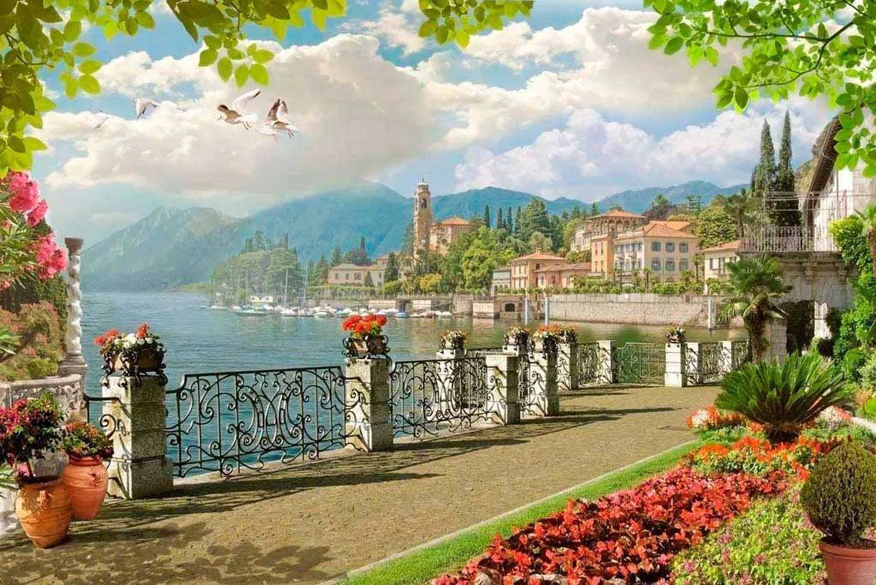 Фотообои в интерьере набережная для прогулок у моря  6-038 фото