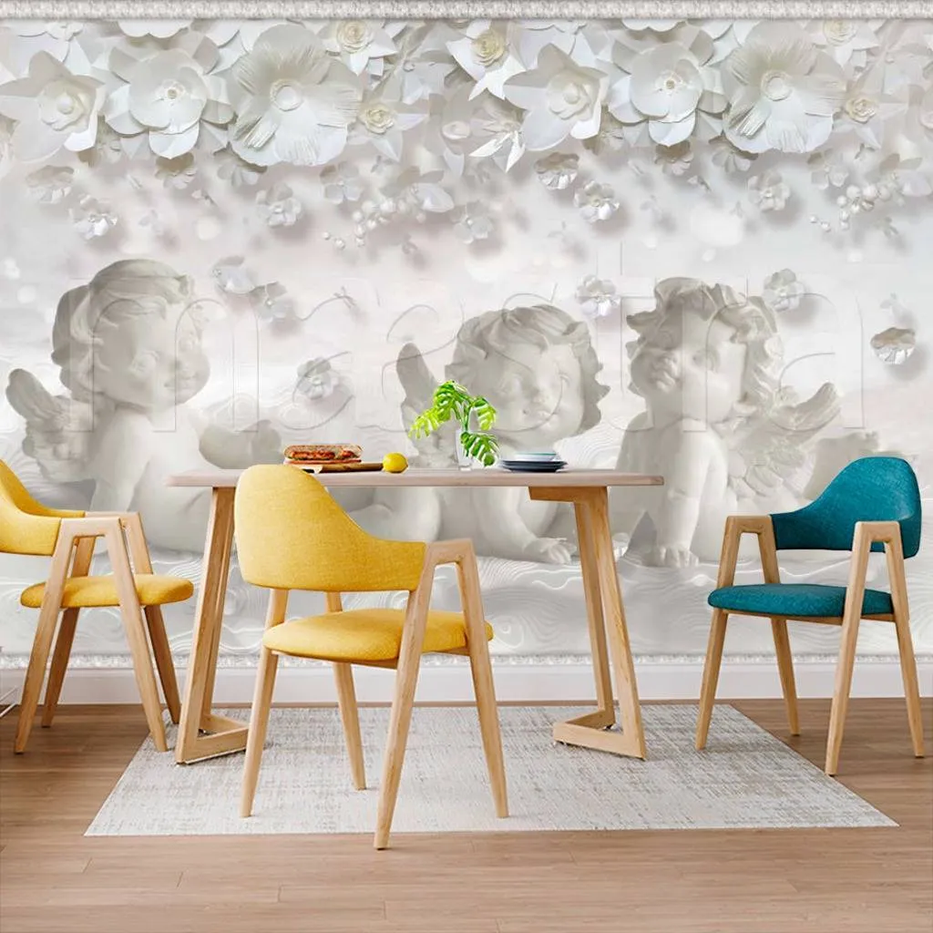 Фотообои в интерьере фигурки ангелов  7-454 фото