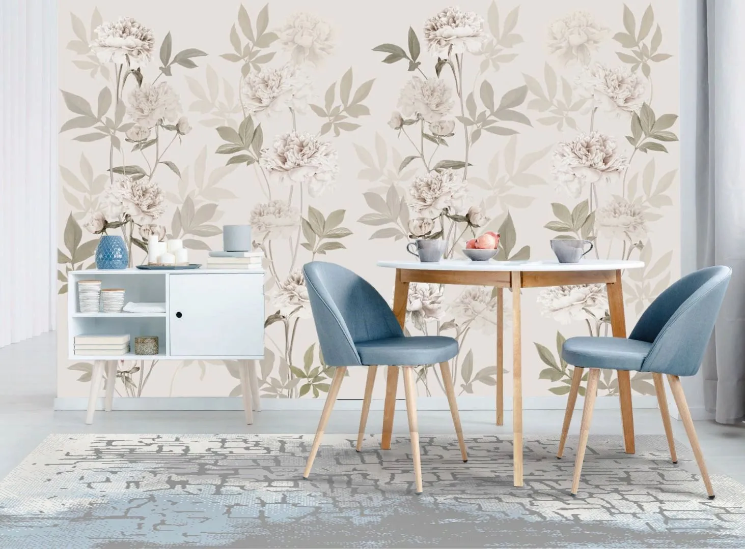 Фотообои в интерьере обои нежные пионы  13-744 фото