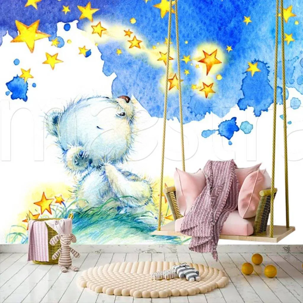 Фотообои Медвежонок смотрит на звезды  12-343