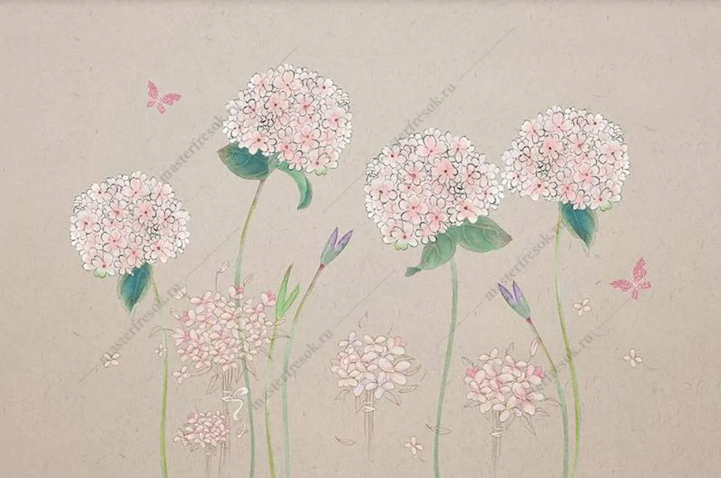 Фотообои в интерьере гортензия  15-870 фото