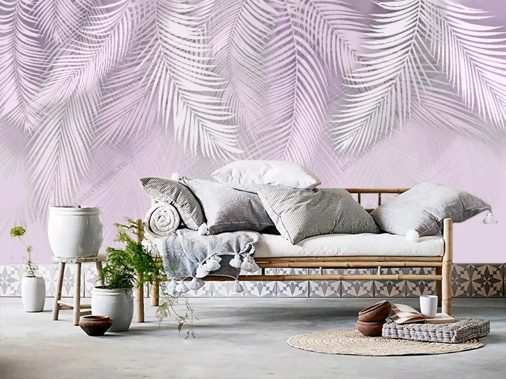 Фотообои в интерьере фоновые листья  10-768 фото