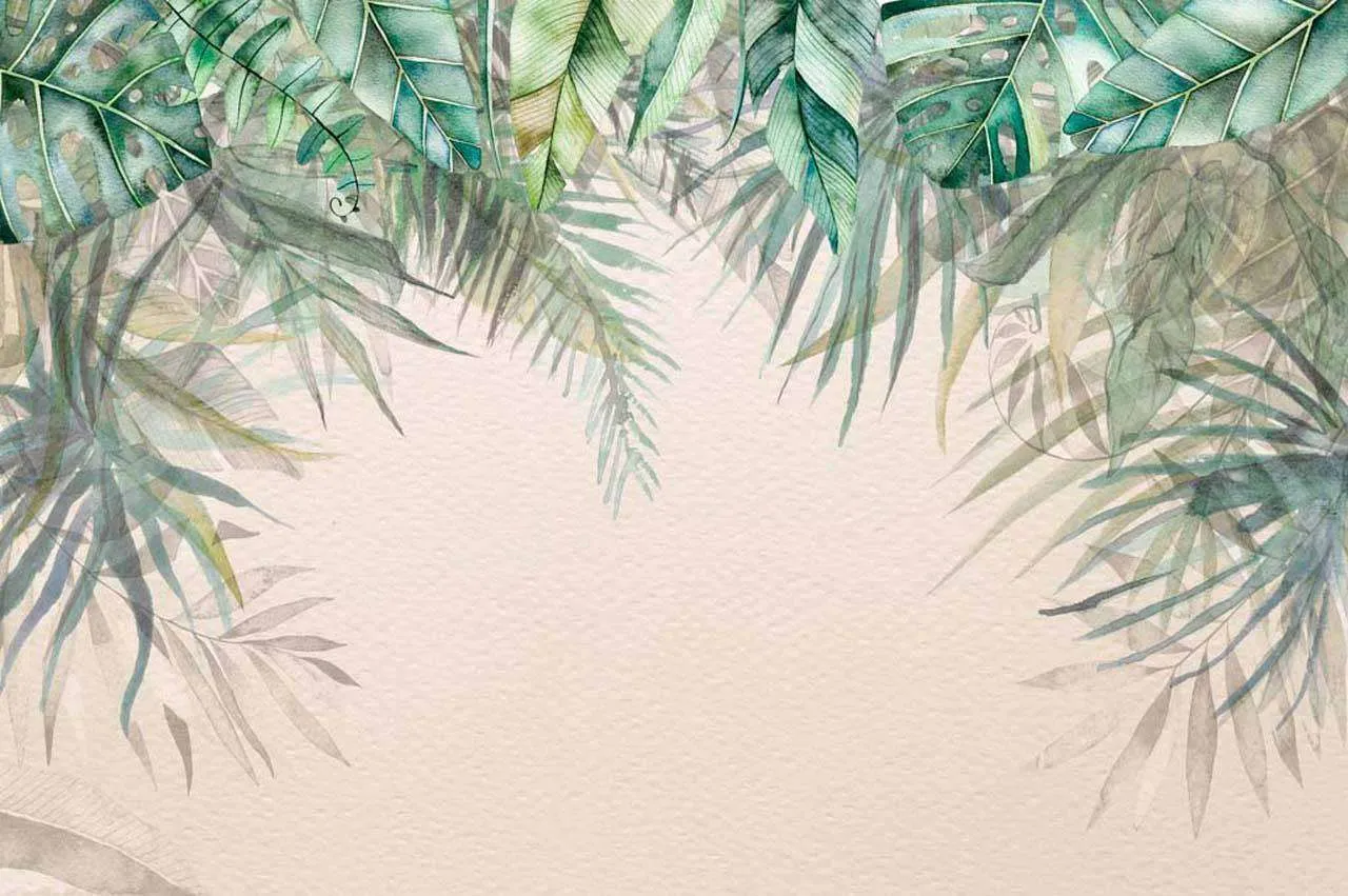 Фотообои в интерьере листья над головой  7-782 фото