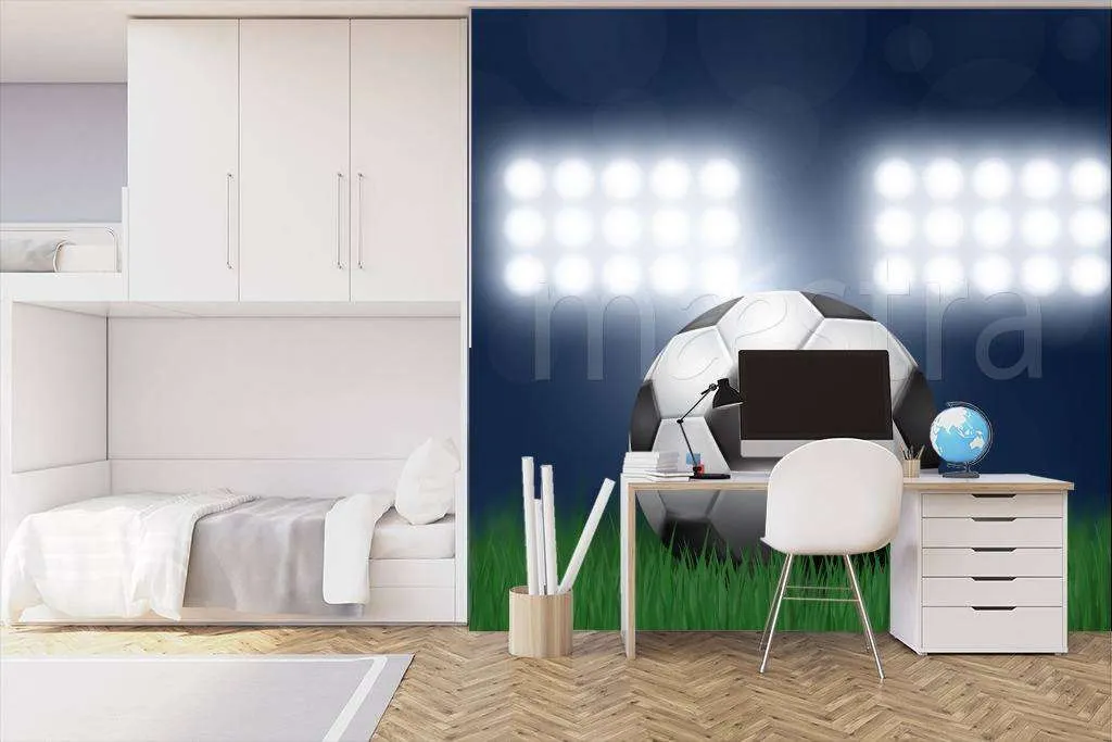 Фотообои в интерьере футбольный мяч на поле  12-534 фото