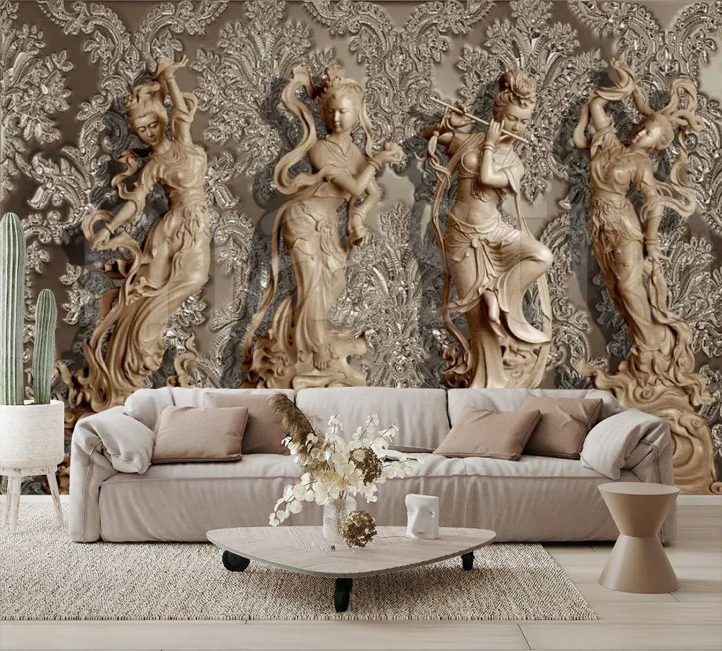 Фотообои в интерьере статуи 3д  7-812 фото
