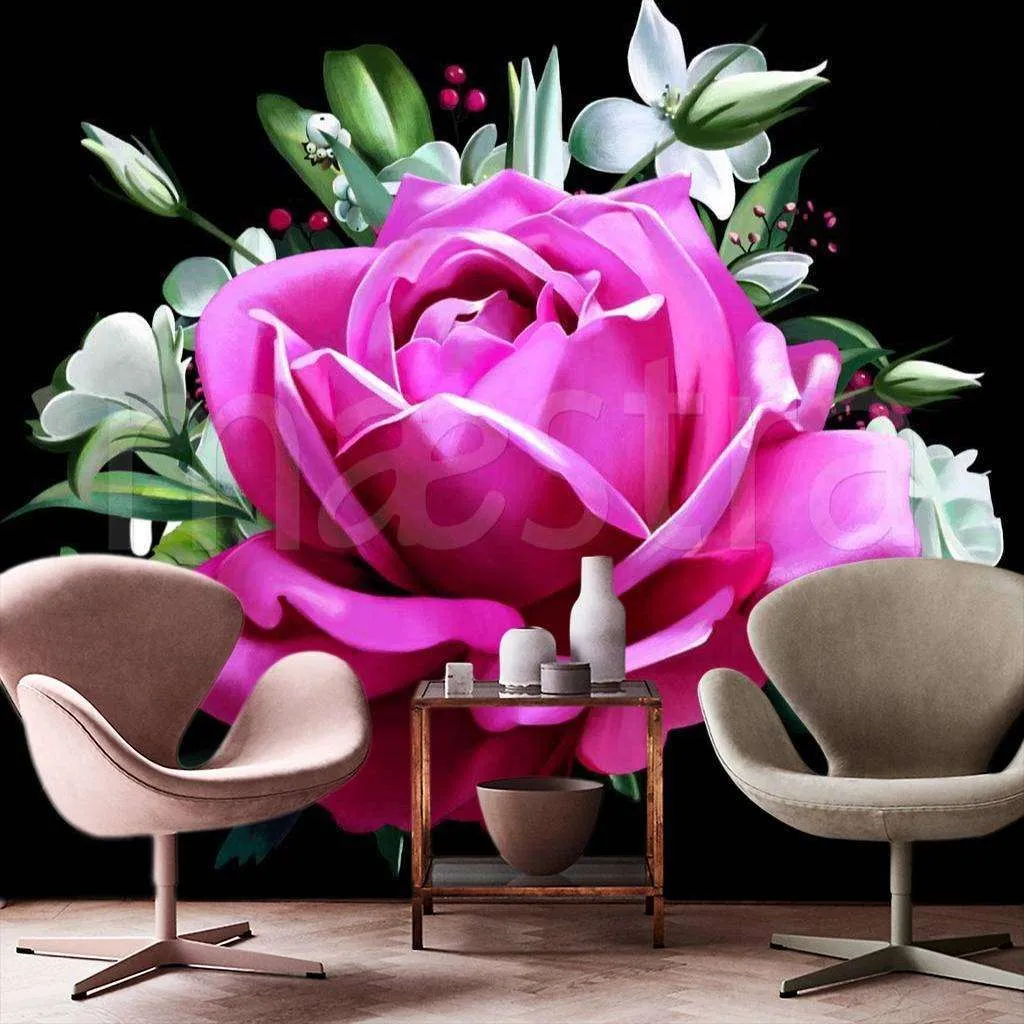 Фотообои Бутон розы на черном фоне  10-324