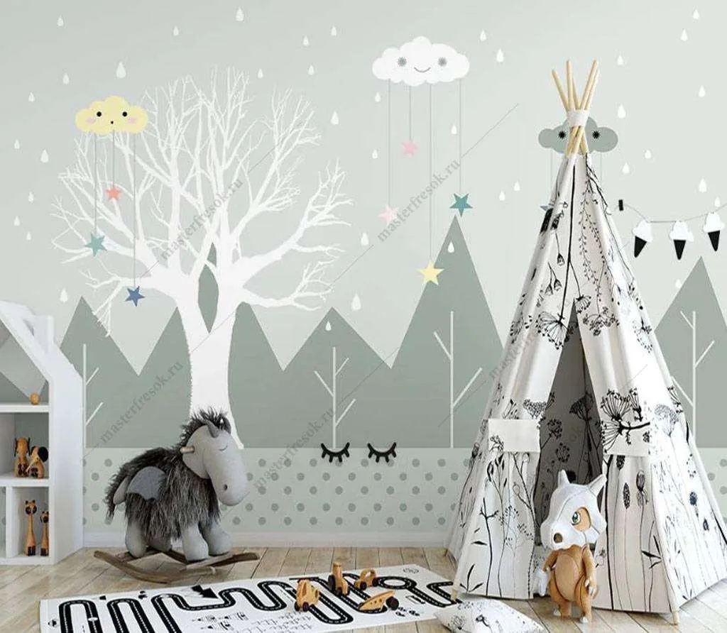 Фотообои Бесшовные обои на стену:  Геометрический лес. Артикул: 16-008  