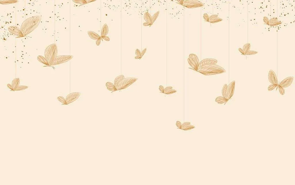 Фотообои в интерьере бабочки на бежевом  9-2110 фото