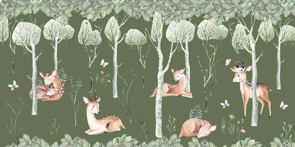 Фотообои в интерьере зеленый лес в детскую  12-1295 фото