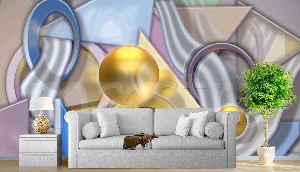 Фотообои в интерьере абстракция геометрическая  7-710 фото