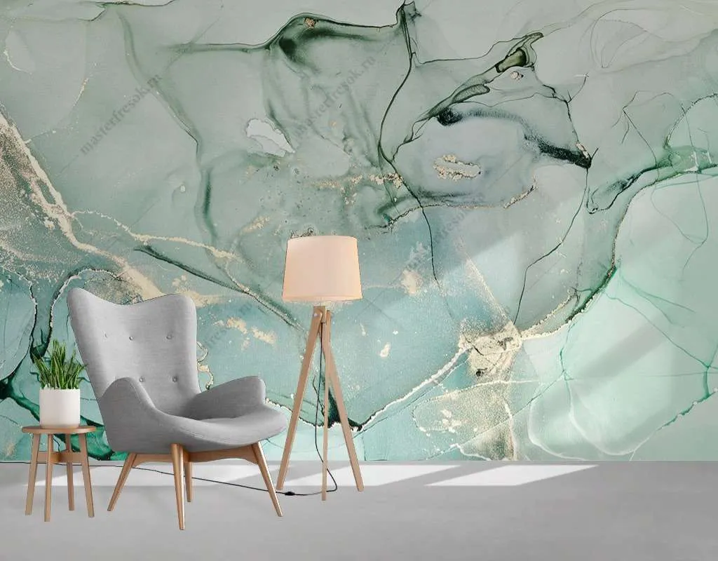 Фотообои Бесшовные обои на стену:  Флюид арт изумрудный. Артикул: 9-1776  