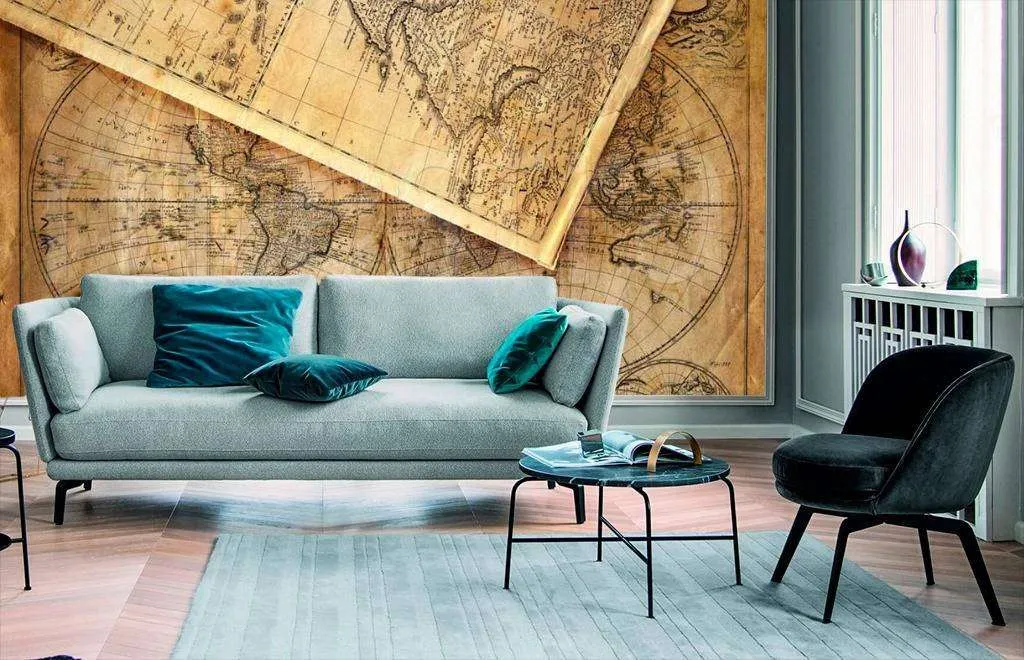 Фотообои в интерьере старинные карты с компасом  9-430 фото