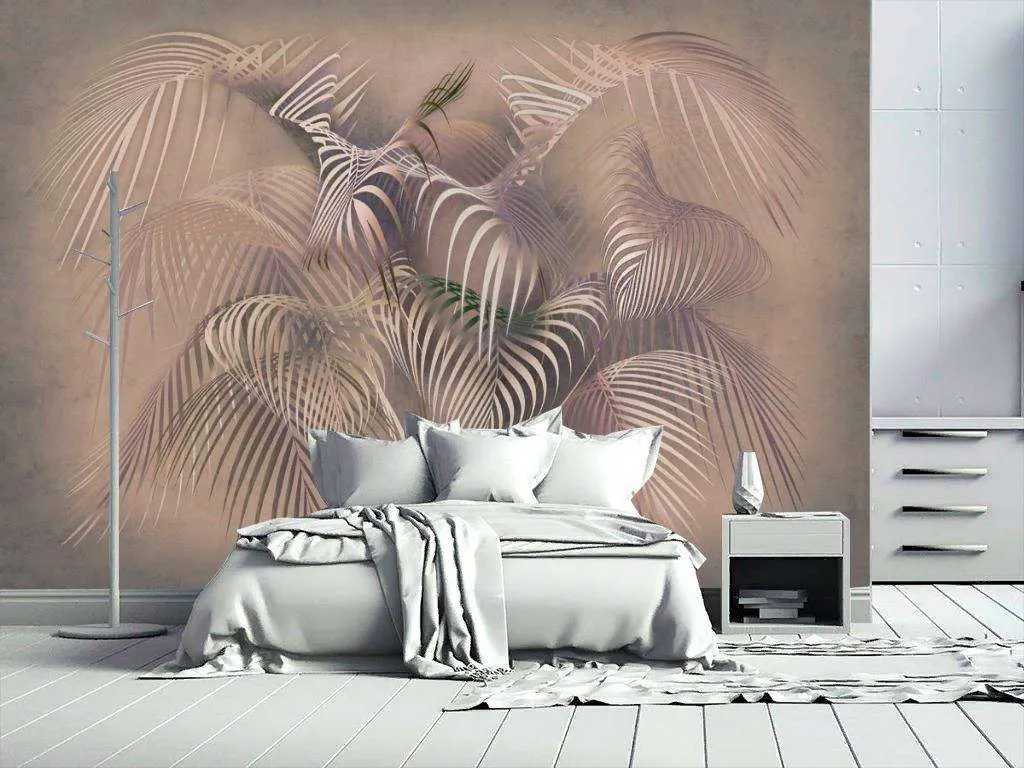 Фотообои в интерьере папоротники 3д  13-248 фото