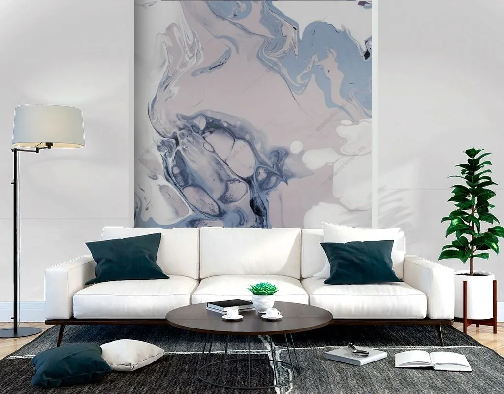 Фотообои Сине-белая абстрактная живопись  9-1661