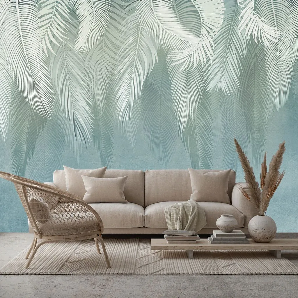 Фотообои в интерьере ветви пушистые изумрудные  9-2113 фото