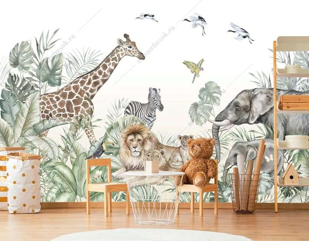 Фотообои в интерьере детская сафари джунгли  14-452 фото