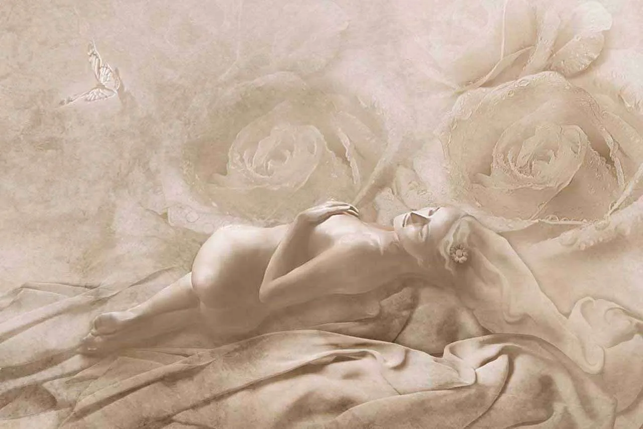 Фотообои в интерьере 3д цветы романтика  7-708 фото