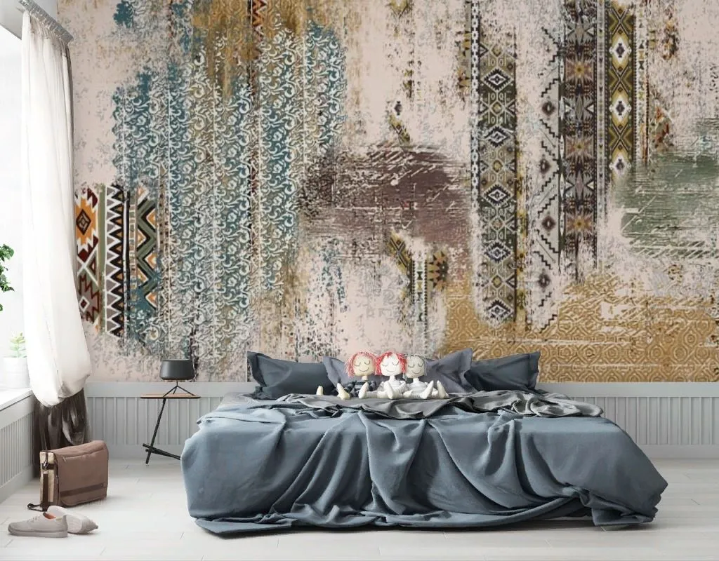 Фотообои в интерьере абстракция с яркими акцентами  9-2051 фото