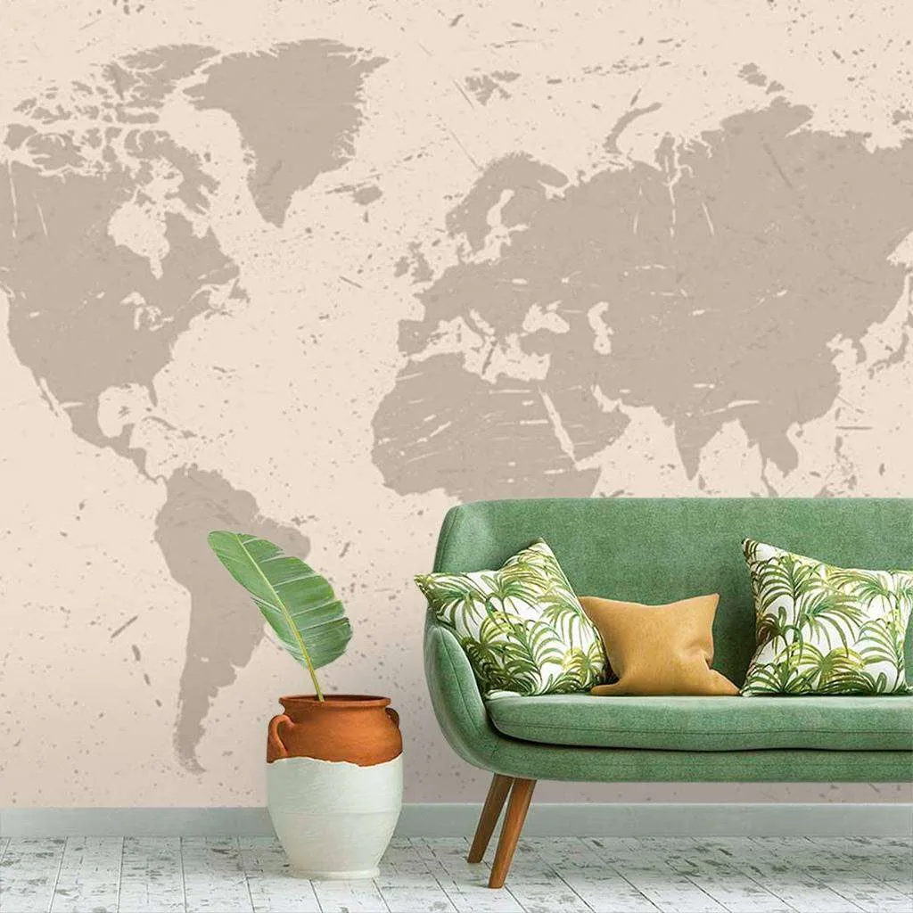 Фотообои в интерьере светлая карта  15-612 фото