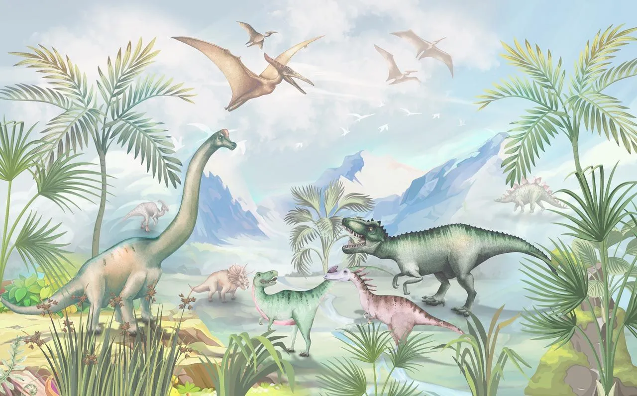 Фотообои в интерьере мир динозавров  13-555 фото