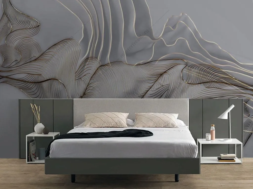 Фотообои в интерьере флюид арт серый 3д  13-645 фото