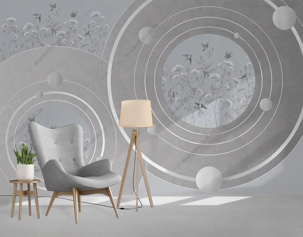 Фотообои в интерьере абстракция полевые цветы в системе  9-1826 фото