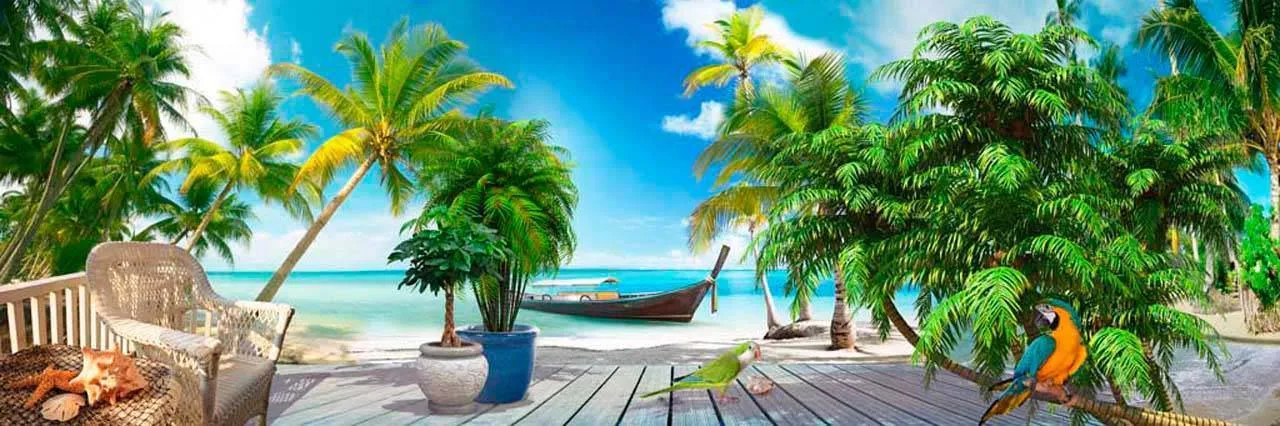 Фотообои в интерьере тропические виды  7-139 фото