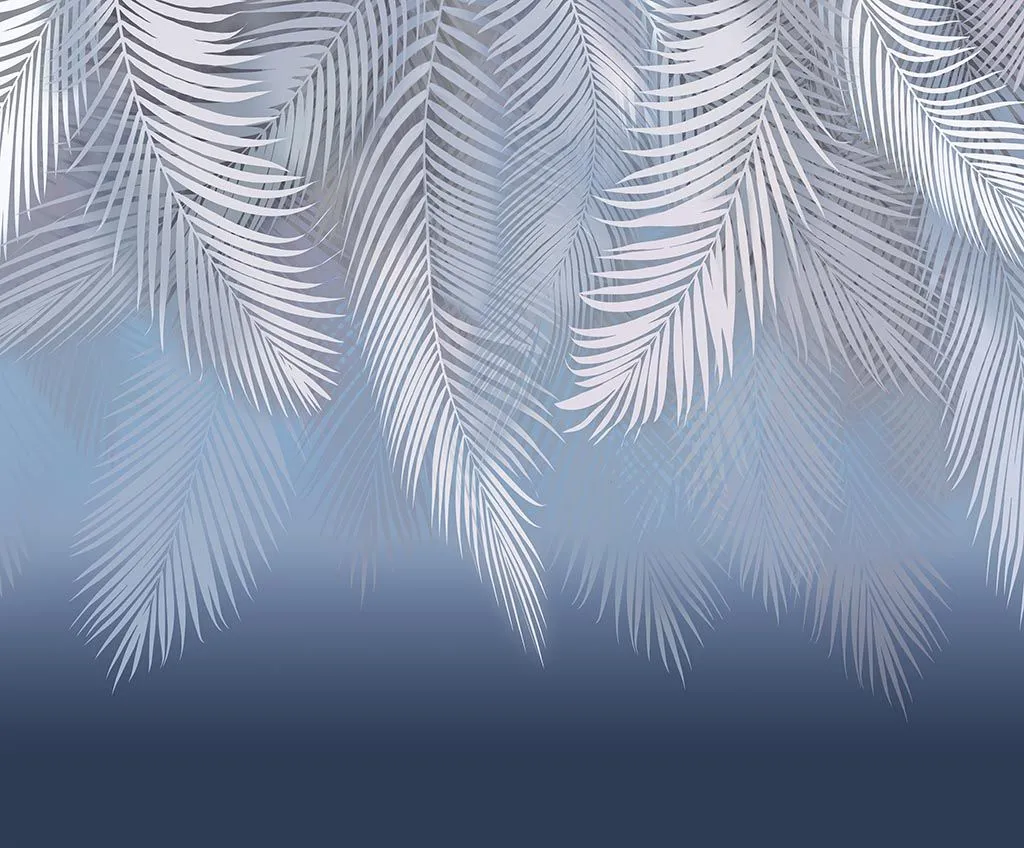 Фотообои в интерьере 3д ботаника на голубом фоне  14-199 фото