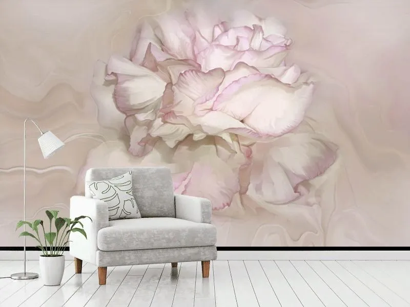 Фотообои в интерьере пион бежевый 3д  13-734 фото