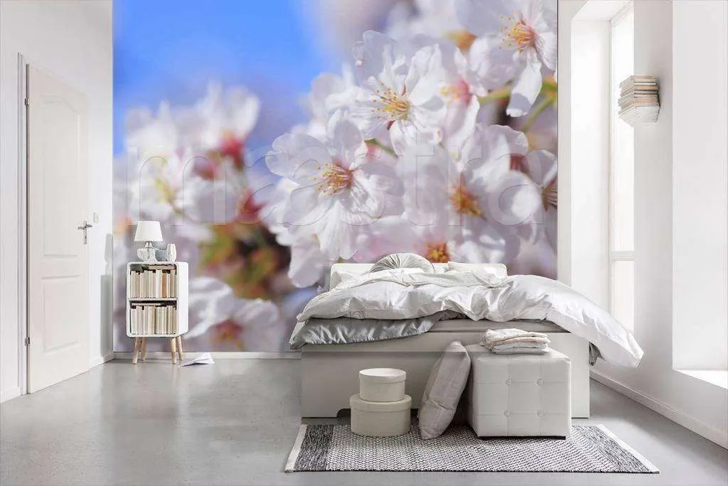 Фотообои Бесшовные обои на стену:  Вишня в цвету. Артикул: 10-024  