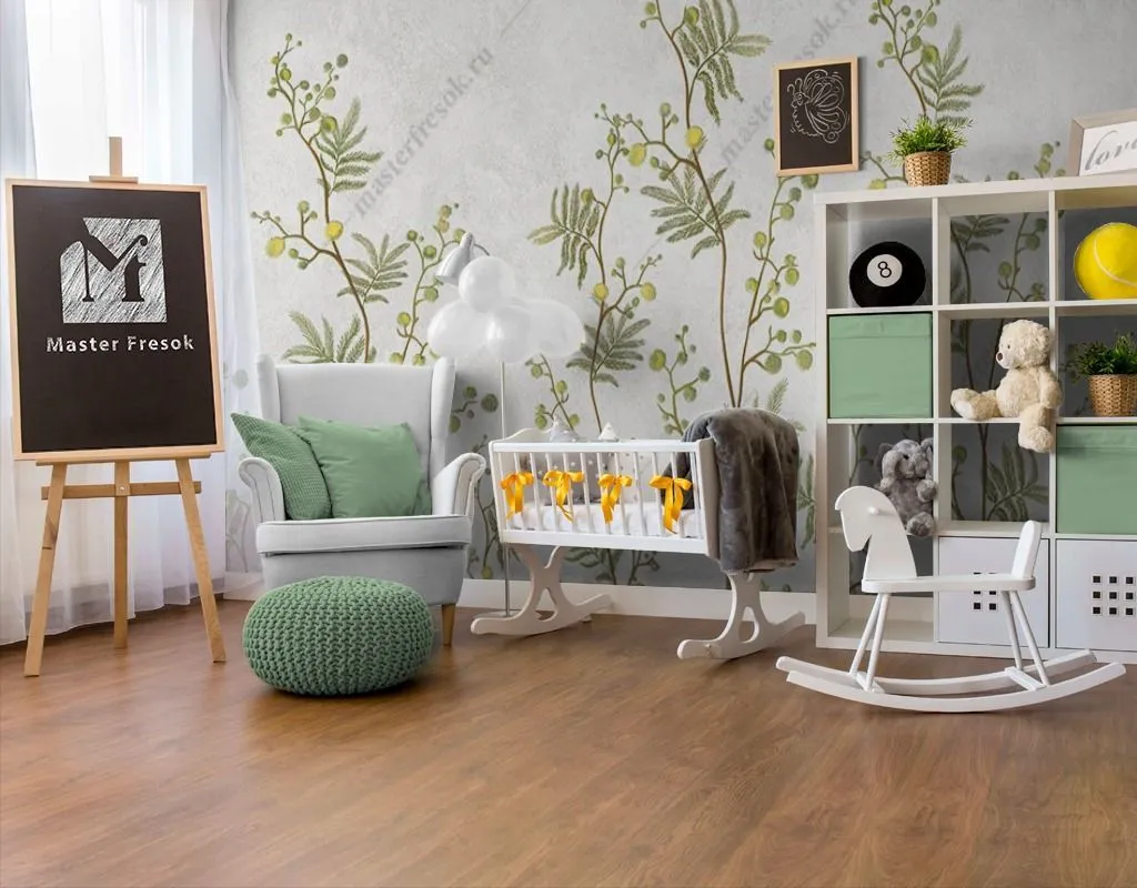 Фотообои Мимоза на белом фоне  9-1645