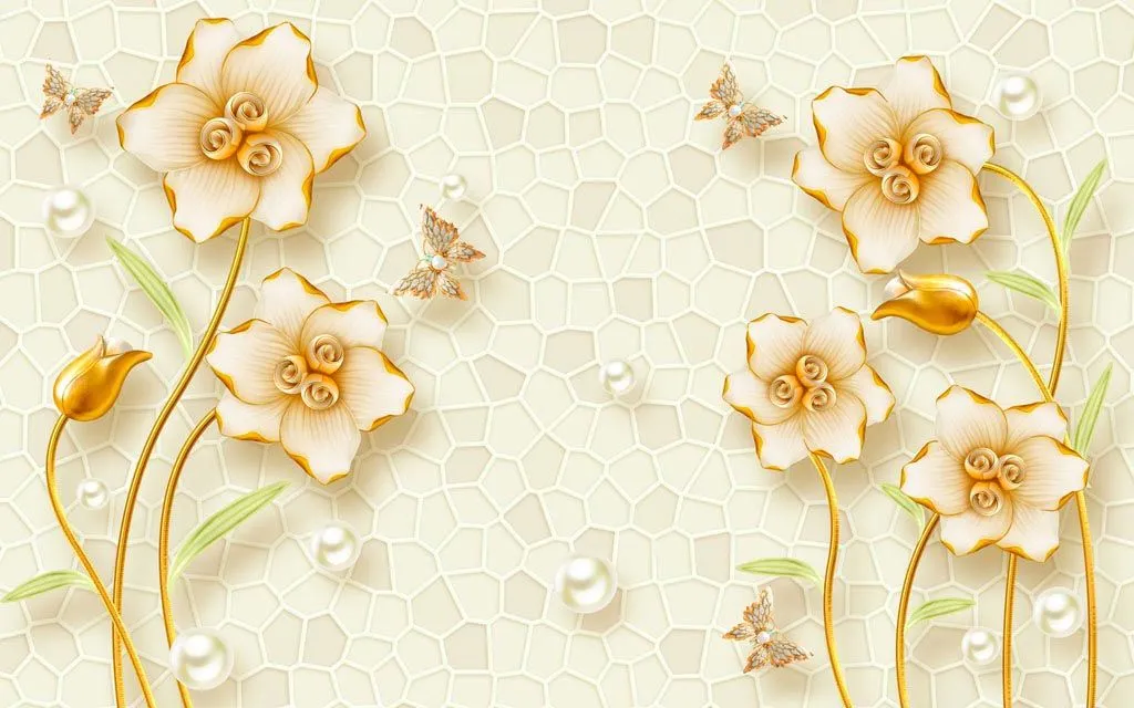 Фотообои в интерьере желтые цветы  10-602 фото