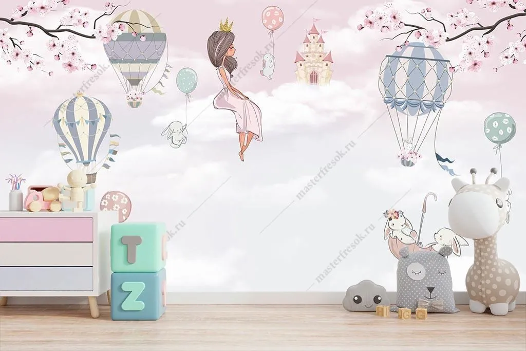 Фотообои Принцесса на облачке в детскую  12-1569