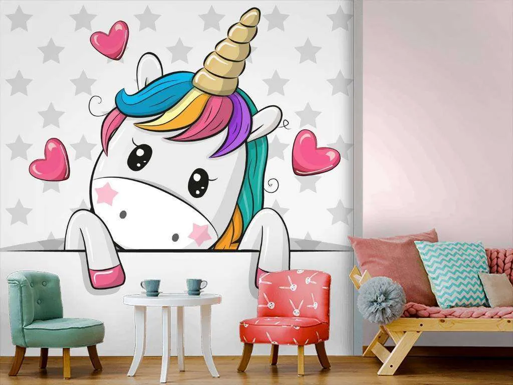 Фотообои в интерьере милый единорог  12-596 фото