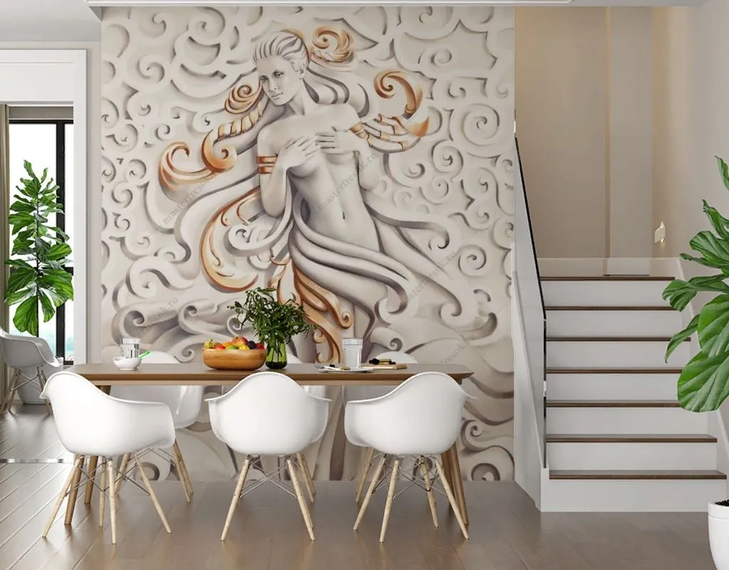 Фотообои в интерьере статуя девушки золотая  10-987 фото