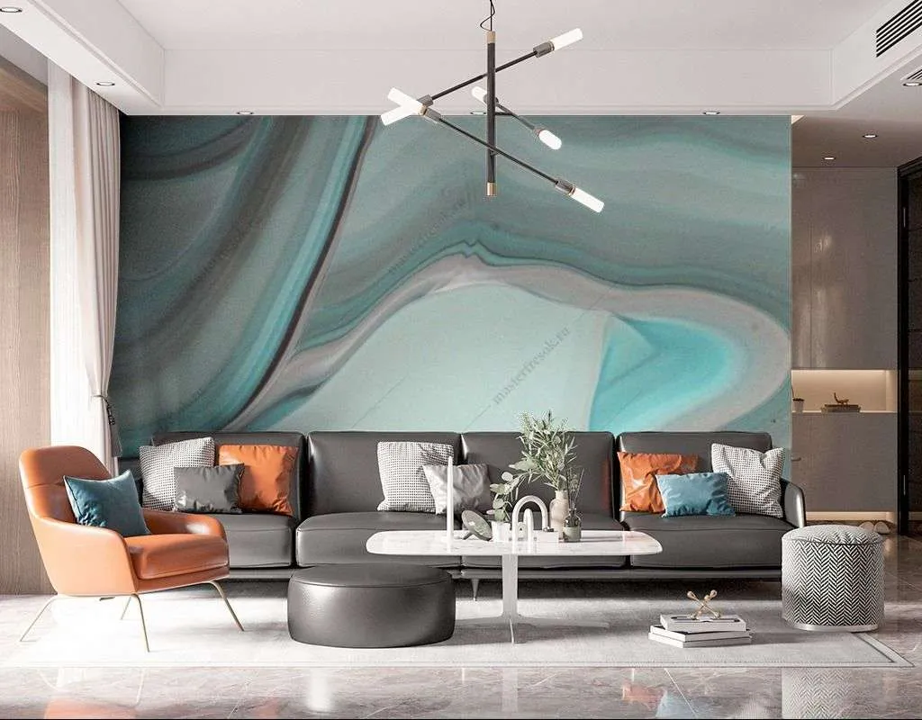 Фотообои в интерьере бирюзовый флюид  9-1536 фото