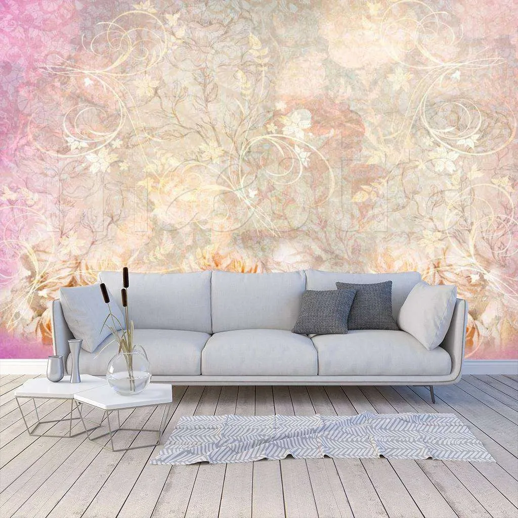 Фотообои Бесшовные обои на стену:  Абстракция с цветами. Артикул: 6-047  