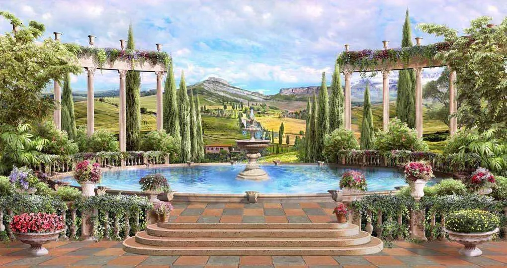 Фотообои в интерьере фонтан классика  17-0076 фото