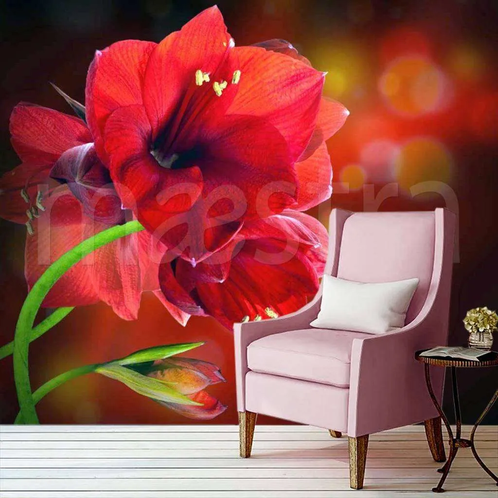 Фотообои Насыщенный красный цветок  4-069