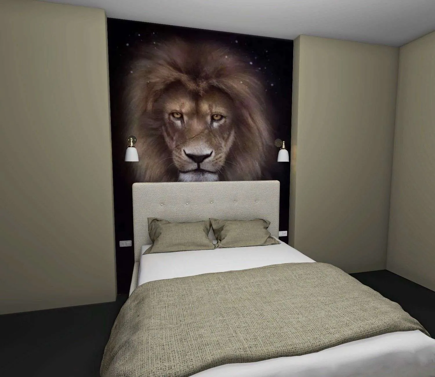 Фотообои в интерьере мудрый лев  17-4403 фото