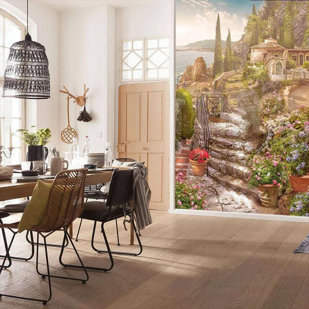 Фотообои в интерьере лестница к старинному дому  6-048 фото