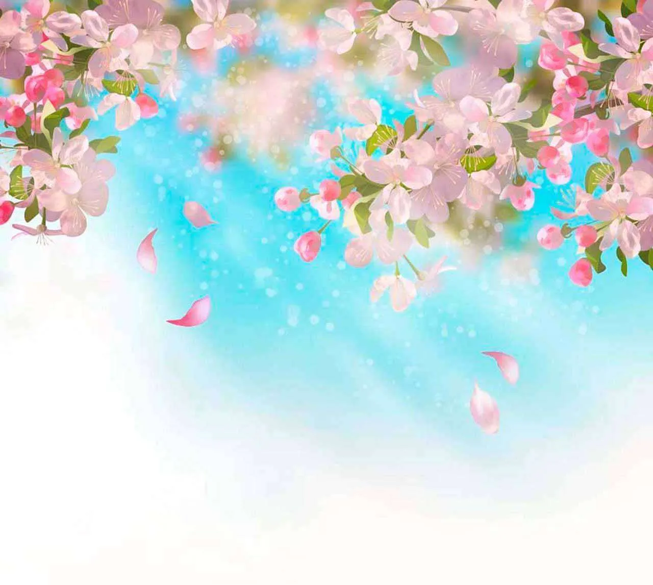 Фотообои в интерьере летящие лепестки сакуры  10-116 фото