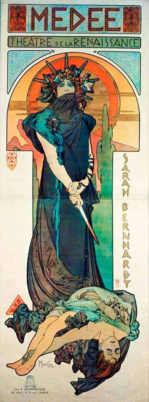 Фотообои в интерьере альфонс мариа муха - медея  8-226 фото